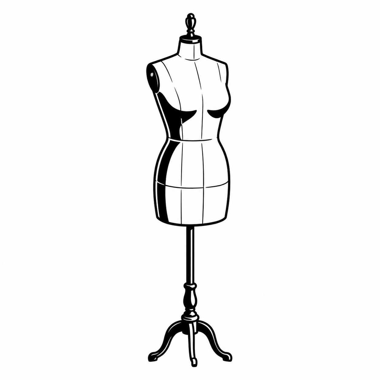Illustration of a dress form