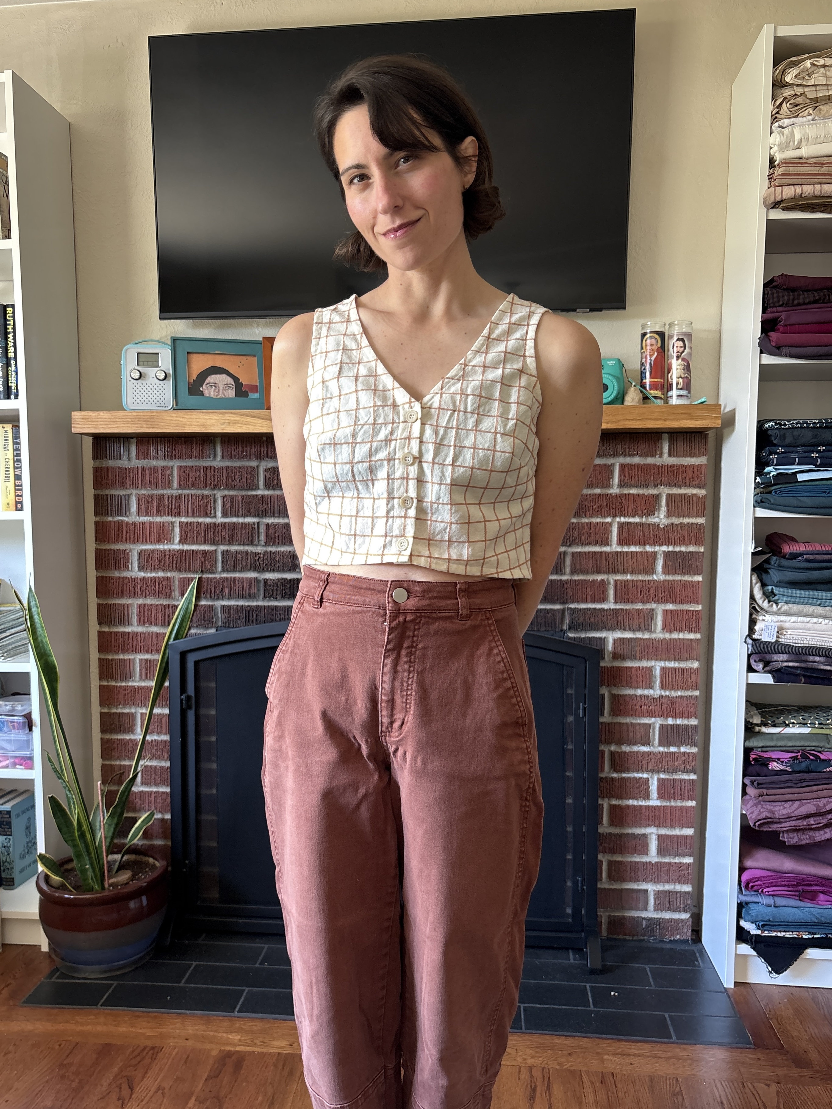 Finished windowpane Bull Thistle Tank Top