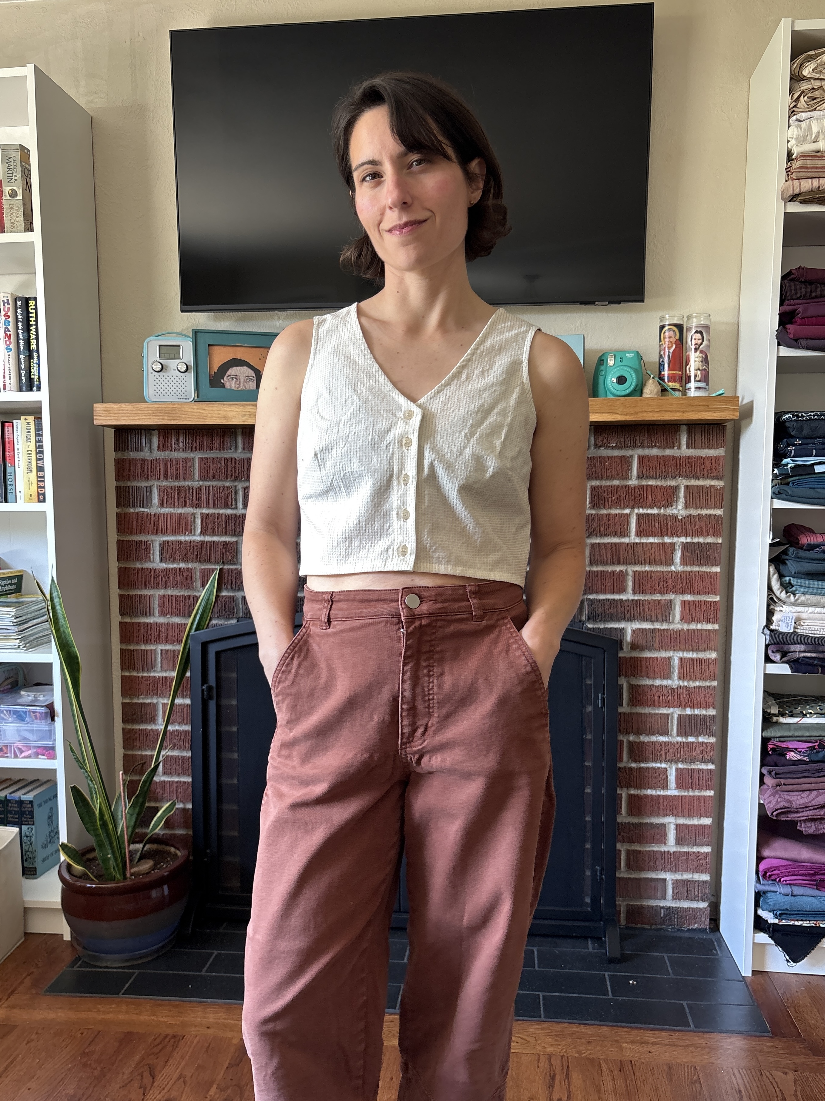 Wearable muslin of the Bull Thistle Tank Top